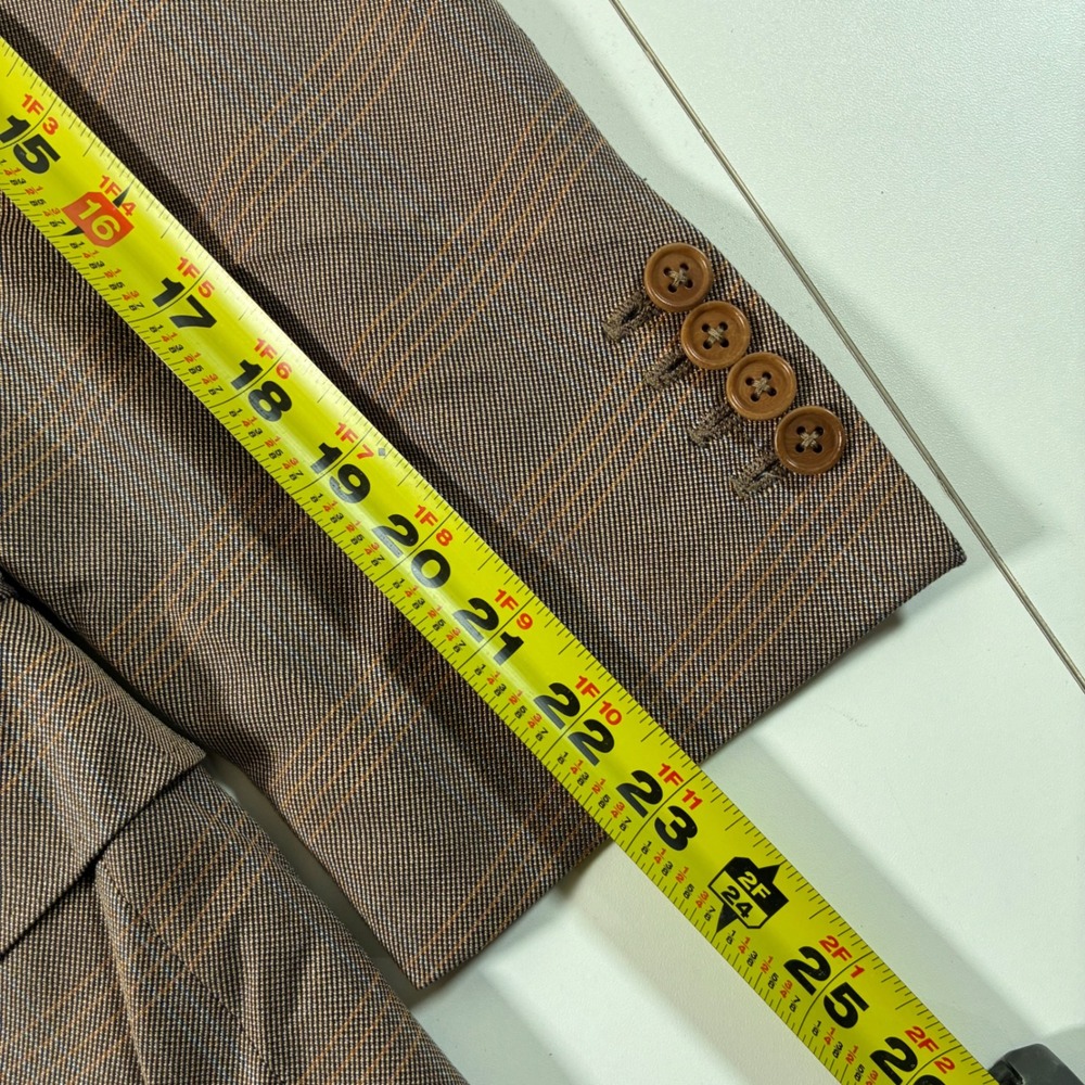Canali Silk Wool Blazer 42R (EU52R) Brown Glen Plaid Made in Italy Sport Coat - Picture 9 of 11